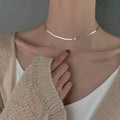 Collier Plat Élégant en Argent
