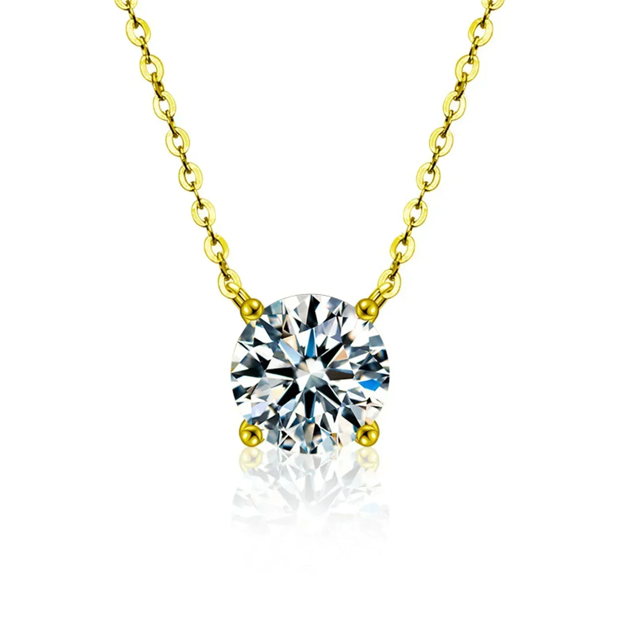 Collar de plata de ley chapado en oro con circonita