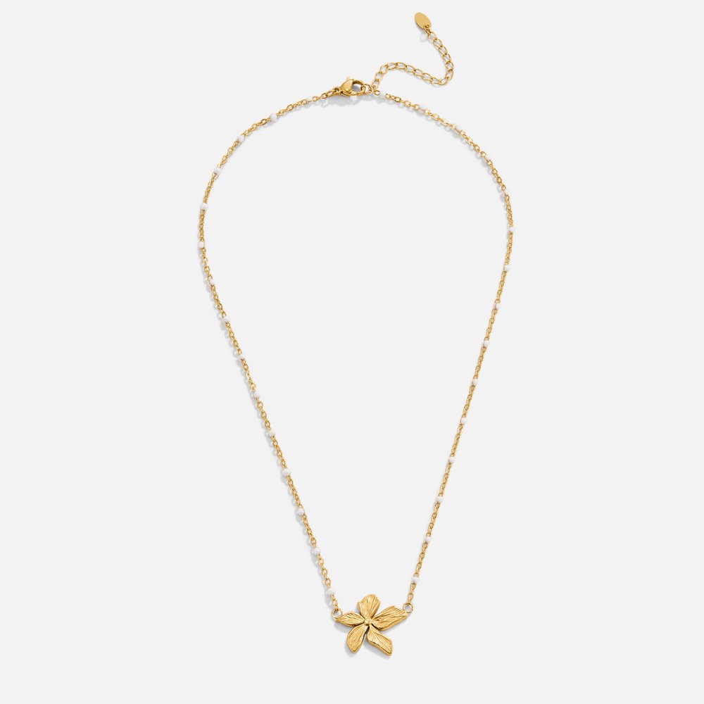Collier Élégant en Or Couleur avec Fleurs